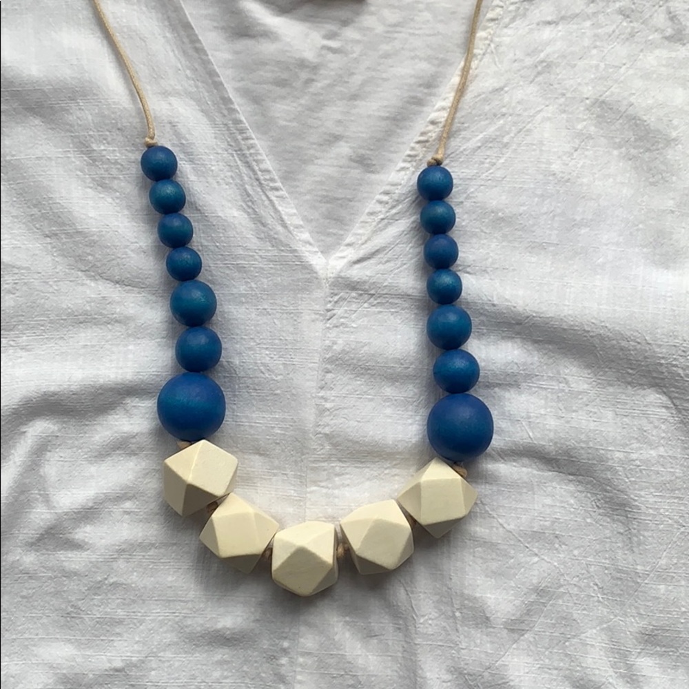 Blue and White block necklace